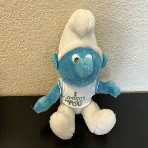 Vintage PEYO 1979 Smurf Bean Bag Wallace Berrie & Co Plush Schleich I Smurf‎ You